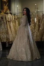 Deep Maroon Geometric Zardosi & Crystal Embroidered Bridal Lehenga - Image 2