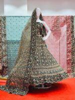 Jaal Dupatta Velvet Bridal Lehenga - Image 15
