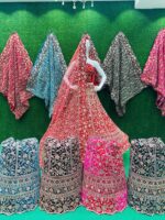 Jaal Dupatta Velvet Bridal Lehenga