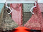 Jaal Dupatta Velvet Bridal Lehenga - Image 7