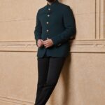 Green Classic Knit Bandhgala