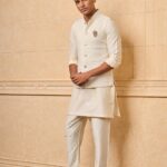 Ivory Sherwani In Thread And Gota Work