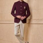 Wine Jacquard Kurta Set